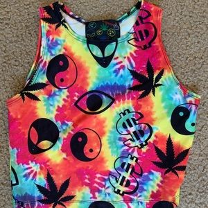 Alien Tie Dye Rave Crop Top!